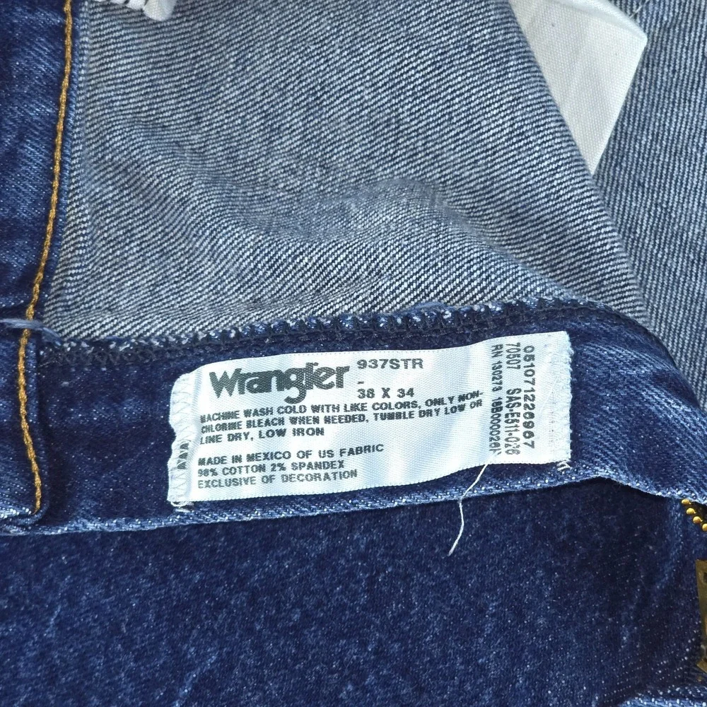 Vintage Wrangler Straight Leg‎ Jeans Men's 35x33 (38x34) Dark Wash Cowboy 937STR